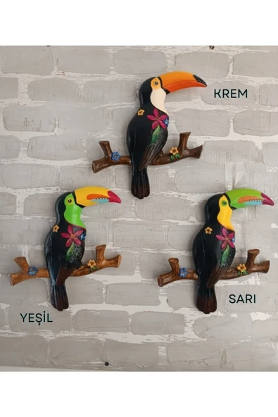 Büyük Boy Dekoratif Tukan Kuşu Farklı Renklerde Hediye Kutulu 2 Adet 23 x 26 cm - 5