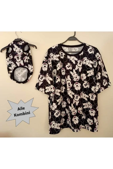 Sahibi ile Uyumlu Aile Kombini Minnie Mouse Desenli Kedi Köpek Kıyafeti Giyimi XLarge/XL/Beden 4