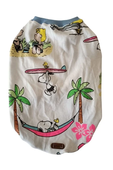 Snoopy Desenli Mavi Kollu Kedi Köpek Kıyafeti Elbisesi XLarge/XL/Beden 4 - 2