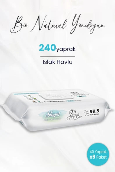 Bio Natural Yenidoğan Islak Havlu 40'lı X 6 (240 YAPRAK)