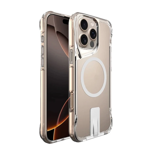 Apple iPhone 16 Pro Max Kılıf M-safe Şarj Özellikli Zore T-Max Standlı Kapak
