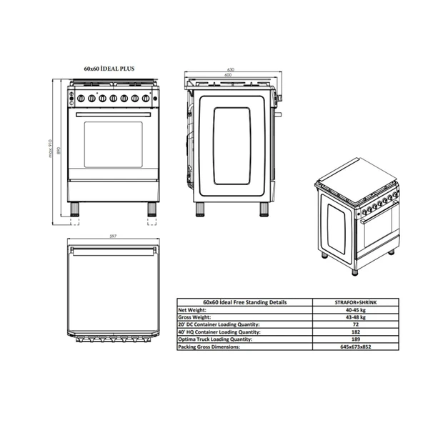 GL General 60 cm Krem Kuzine Set (GLD 022RK-GLF 6040RK) - 5