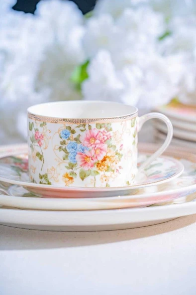 Acar Freya 6 Kişilik 19 Parça Porselen Pasta-İkram Seti NCY-07078 - 3