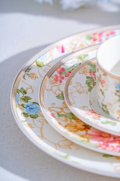 Acar Freya 6 Kişilik 19 Parça Porselen Pasta-İkram Seti NCY-07078 - 6