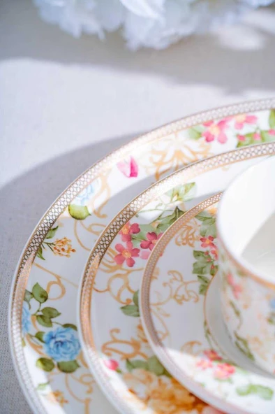 Acar Freya 6 Kişilik 19 Parça Porselen Pasta-İkram Seti NCY-07078 - 7