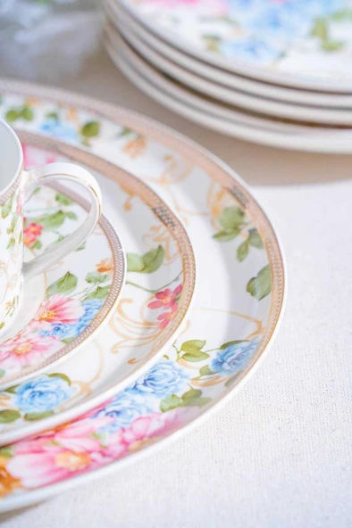 Acar Freya 6 Kişilik 19 Parça Porselen Pasta-İkram Seti NCY-07078 - 4