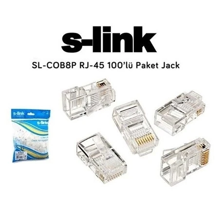 RJ45 Jack 100'Lü Paket S-link SL-COB8P