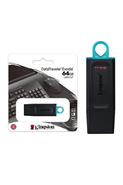 Kingston DTX/64GB 64GB USB3.2 Gen 1 DataTraveler Exodia (Black + Teal) Flash Bellek - 4