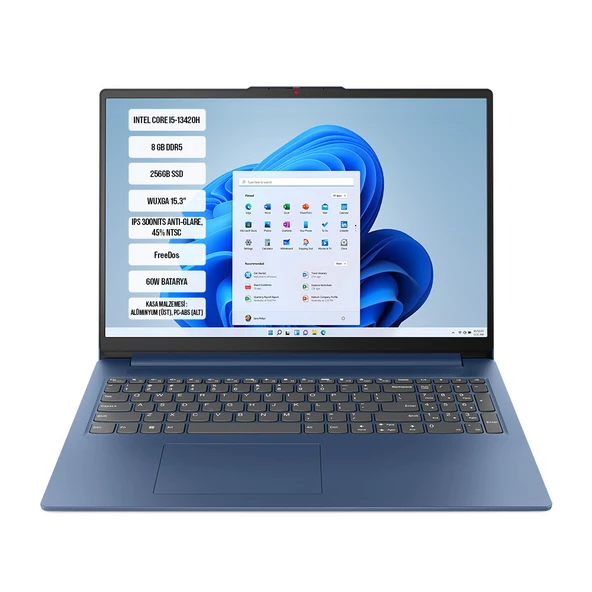 Lenovo IdeaPad Slim 3 15IRH10 83K10062TR Intel Core i5-13420H 8GB DDR5 256GB SSD WUXGA 15.3" IPS 60Hz FreeDos Taşınabilir Bilgisayar