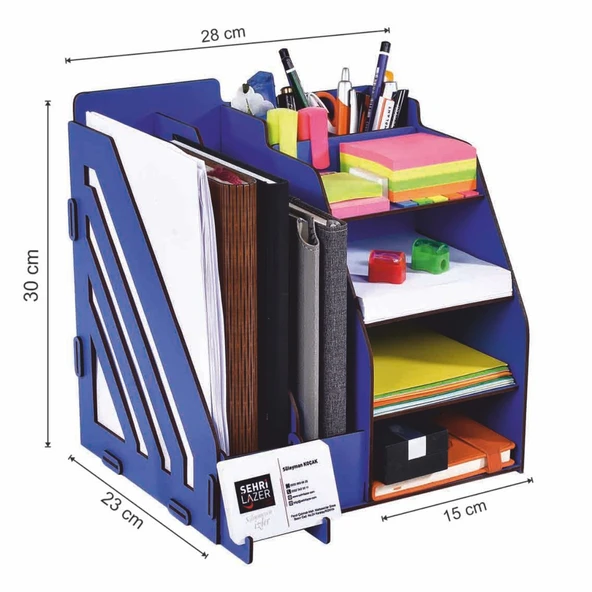 Evrak Rafı Ahşap Organizer Masa Üstü Düzenleyici Kahverengi - 2