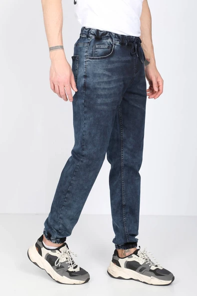 Erkek Lacivert Belden İpli Jogger Pantolon - 2