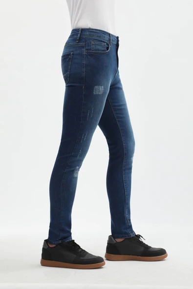 Erkek Koyu Lacivert Straight Fit Jean Pantolon - 2