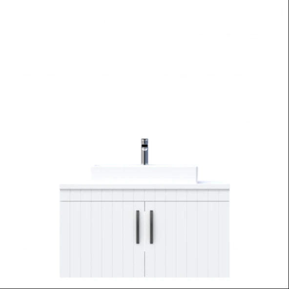 D10 Next Lavabo Dolabı Tezgah Üstü Kapaklı 100 cm Beyaz Lake - 1