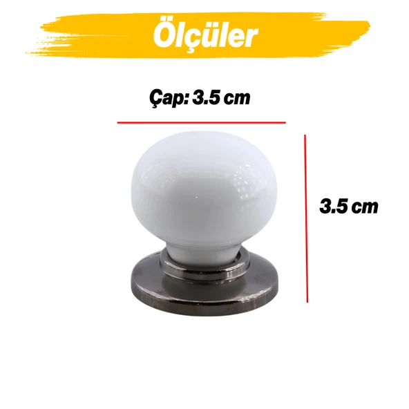 Tere Porselen Füme Beyaz Düğme Mobilya Mutfak Çekmece Dolap Dolabı Kulpu Kulbu Kulpları - Resim 2