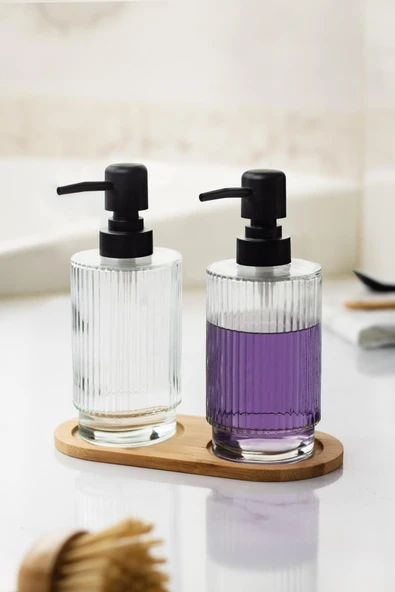 2 Li Bambu Altlıklı Sıvı Sabunluk Seti - 4