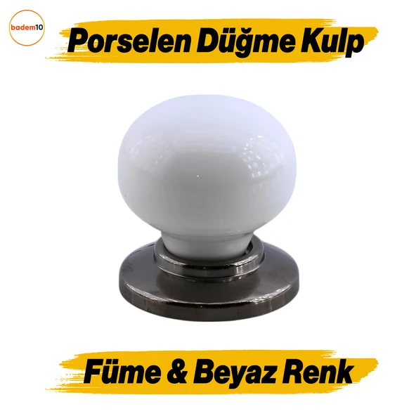 Tere Porselen Füme Beyaz Düğme Mobilya Mutfak Çekmece Dolap Dolabı Kulpu Kulbu Kulpları