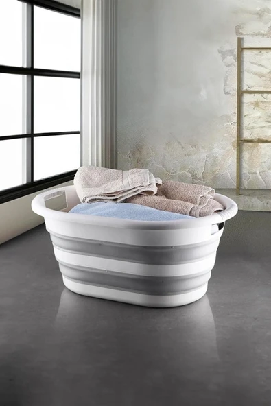 Katlanabilir Silikon Çamaşır Sepeti & Akordiyon Katlanır Sepet 27 Lt - 2