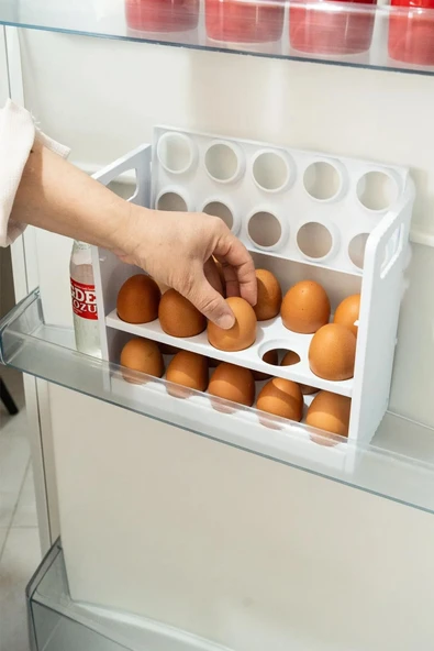 Buzdolabı Rafına Sığabilen 30lu 3 Katlı Yumurtalık Buzdolabı Organizeri - 4