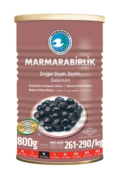 Marmarabirlik Süper Salamura 261-290 KB M Siyah Zeytin Teneke 800 G - 2