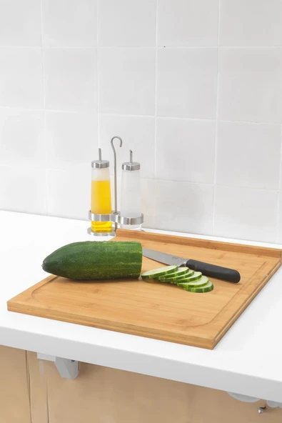 Büyük Boy Tezgah Üstü Kesme Tahtası & Çok Amaçlı Kesme Tahtatı & Hamur Açma Tahtası (38*45* Cm)