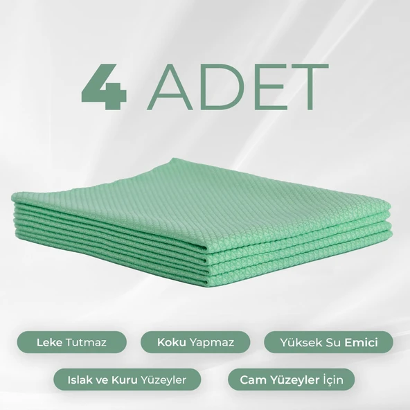 Mikrofiber Bez - Mikrofiber Mutfak Bezi - Cam Bezi - Sihirli Bez Koku İz Yapmaz 4 Adet