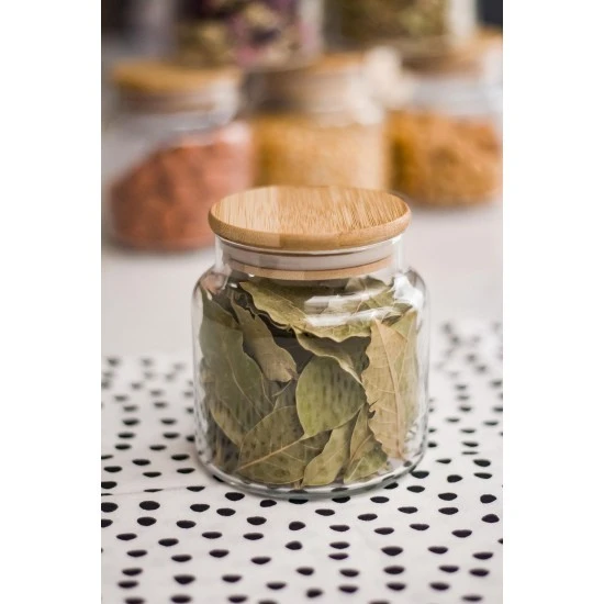 12 Li Set Bambu Kapaklı Cam Kavanoz & Baharat Takımı & Baharatlık 500 ML ( Vakum Kapak ) - 3