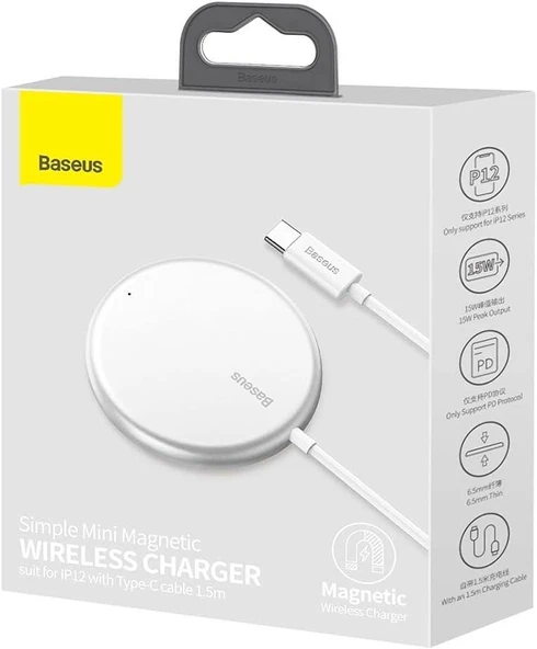 Baseus Simple Mini MagSafe Kablosuz Şarj Aleti - 5