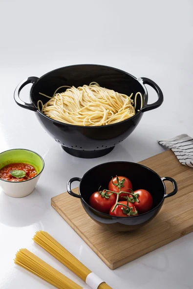 Akrilik Siyah 2 Li Süzgeç Seti ( Makarna & Pirinç Süzgeci ) - 2