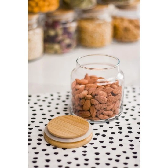 12 Li Set Bambu Kapaklı Cam Kavanoz & Baharat Takımı & Baharatlık 500 ML ( Vakum Kapak ) - 4