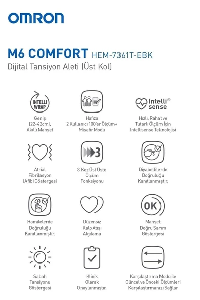 Omron  M6 Comfort Hem-7360-e Dijital Koldan Ölçer Tansiyon Aleti - 4