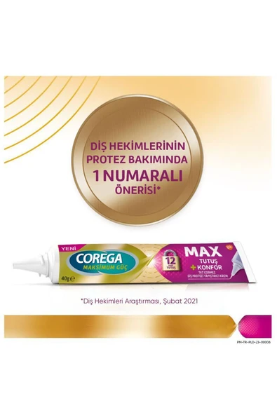Corega  Maksimum Tutuş & Konfor Diş Protezi Yapıştırıcı Krem 40g x 3 Adet - 7