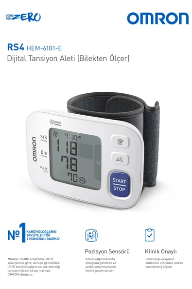Omron  Rs4 Hem-6181-e Sensörlü 60 Hafızalı Bilekten Tansiyon Aleti - 2