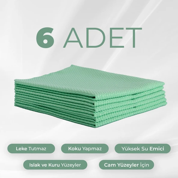 Mikrofiber Bez - Mikrofiber Mutfak Bezi - Cam Bezi - Sihirli Bez Koku İz Yapmaz 6 Adet