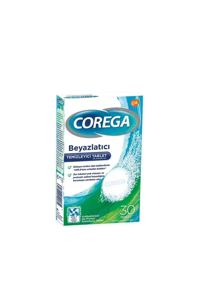 Corega  Diş Protezi Beyazlatıcı Temizleyici 30 Tablet