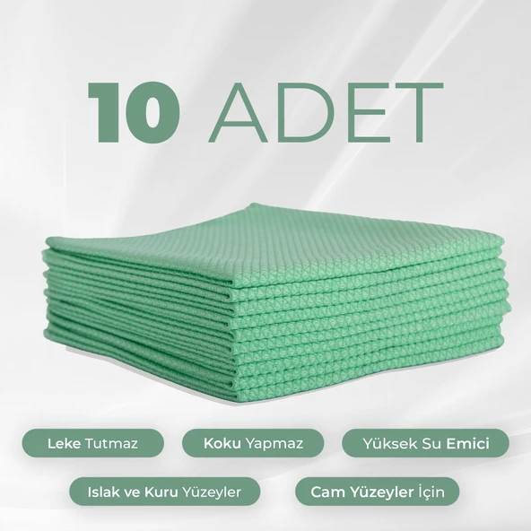 Mikrofiber Bez - Mikrofiber Mutfak Bezi - Cam Bezi - Sihirli Bez Koku İz Yapmaz 10 Adet