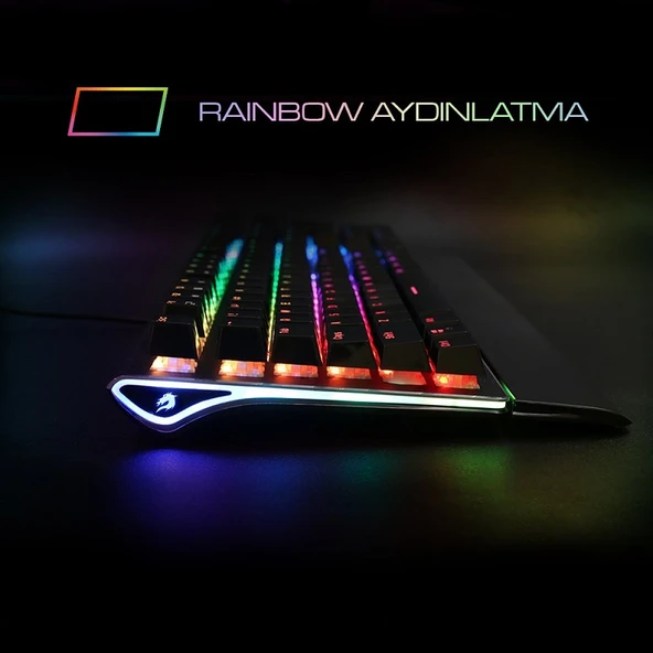 GameBooster G908 Bolt Rainbow Aydınlatmalı Red Switch Mekanik Bileklikli Oyun Klavyesi - Resim 4