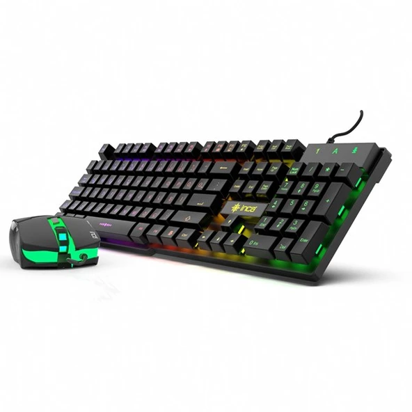 INCA IKG-448 USB Q Trk RGB Led Aydınlatmalı Mekanik Hisli Siyah Gaming Klavye - Mouse Set - 1
