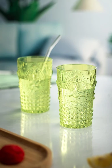 Akrilik Yeşil Sürahi 2,3 lt Ve 6lı & Su Meşrubat Kahve Yanı Bardağı 400 ml Seti ( Cam Değildir ) - 5