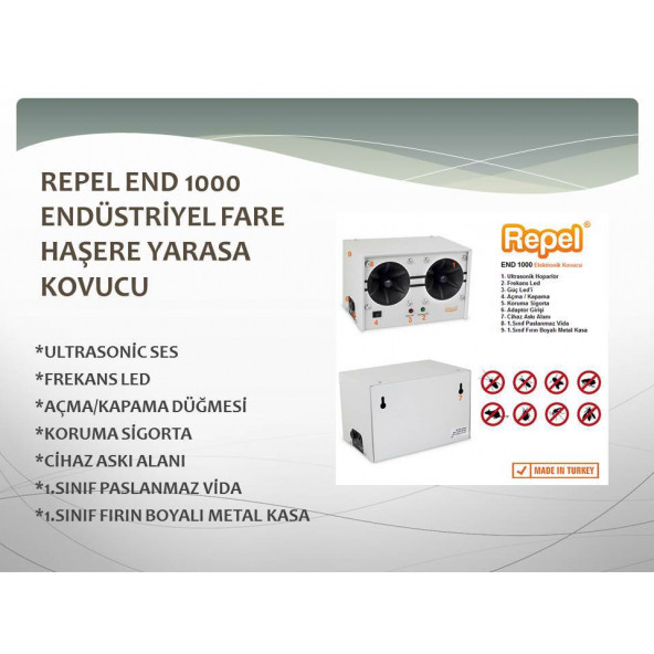 Repel END 1000 Endüstriyel Ultrasonik Fare Sıçan Yarasa Kovucu - 3