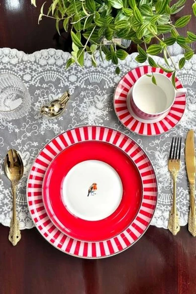 Acar Prilla 6 Kişilik 19 Parça Porselen Pasta-İkram Seti NCY-07081 - 3