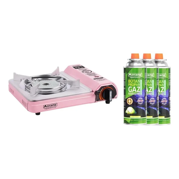 Orcamp Seramik Pro Kamp Ocak Pembe CK-508+3 Adet Kartuş KTS-227 ORC-018-A3