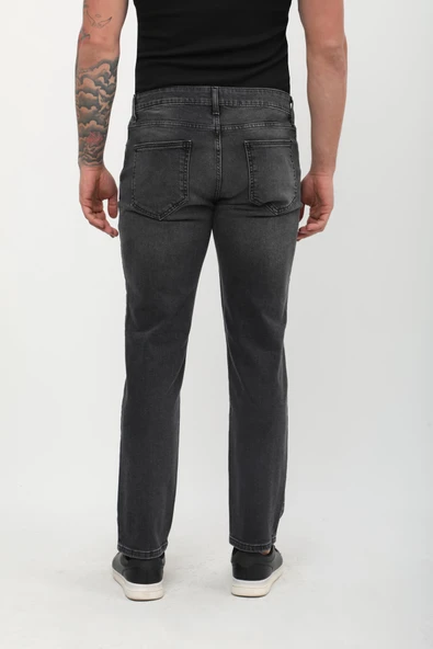Erkek Regular Fit Likralı Antrasit Jean Pantolon - 8