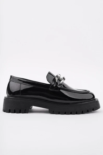 Muggo CRASHER Kalın Taban Tokalı Günlük Casual Makosen Kadın Loafer Ayakkabı - 12