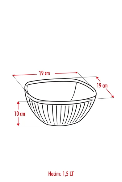 Akrilik Barok Beyaz Orta Boy Kare Meyve & Salata Kasesi & Karıştırma Kabı / 1,5 Lt (CAM DEĞİLDİR) - 5