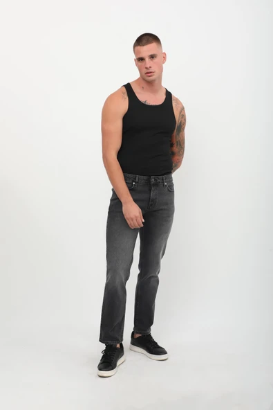 Erkek Regular Fit Likralı Antrasit Jean Pantolon - 4