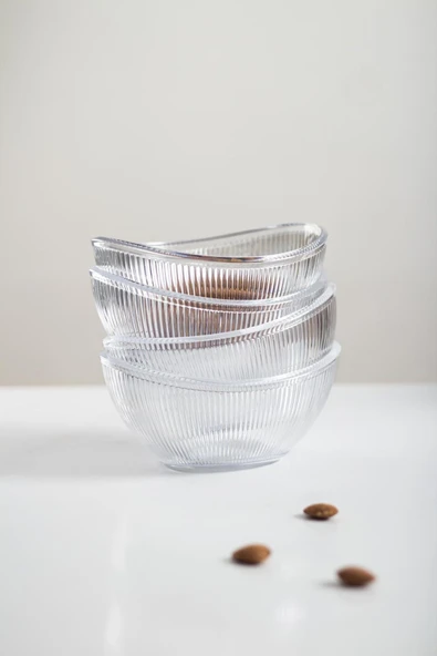 Akrilik Barok Şeffaf Oval 4lü Küçük Kase Seti & Çerezlik & Sunumluk & İkramlık (Cam Değildir) - 5