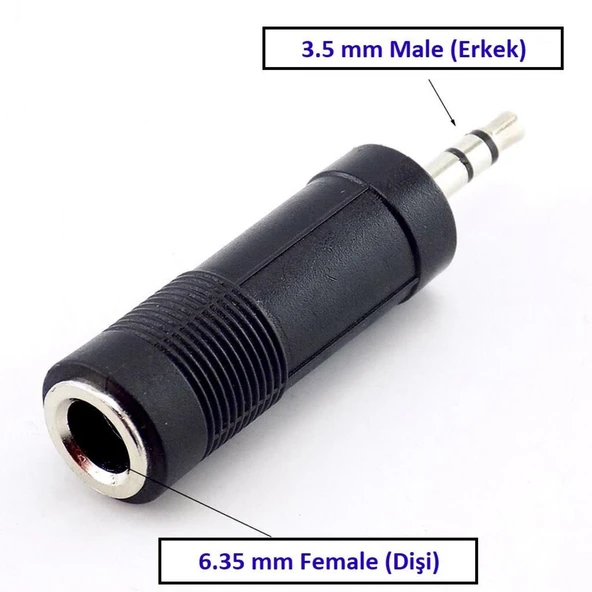 6,3MM DİŞİ 3,5MM ERKEK AUX ÇEVİRİCİ GİTAR JACK 6.3MM DİŞİ 3.5MM ERKEK AUX  ÇEVİRİCİ - 1