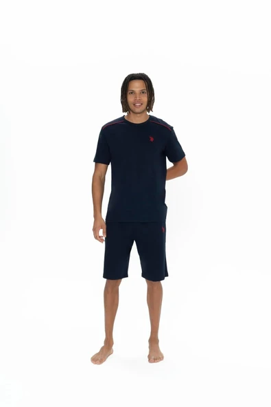 U.S. Polo Assn. Erkek %100 Pamuk 3'lü Çizgili Pijama Takım - 6