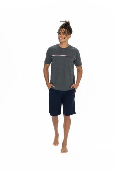 U.S. Polo Assn. Erkek Alt Üst Pijama Şort Takım - Resim 3