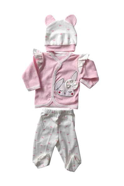 Kız Bebek Zıbın, Hastane Çıkışı Çocuk Penye Tavşanlı 3 Lü Set